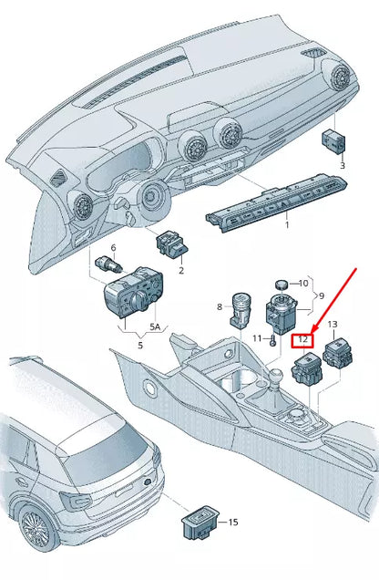 NEW AUDI Q2 GA PARKING BRAKE CONTROL BUTTON LHD 8V1927225B