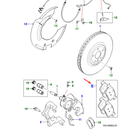 new jaguar xe x760 brake pads front t2h53854 original