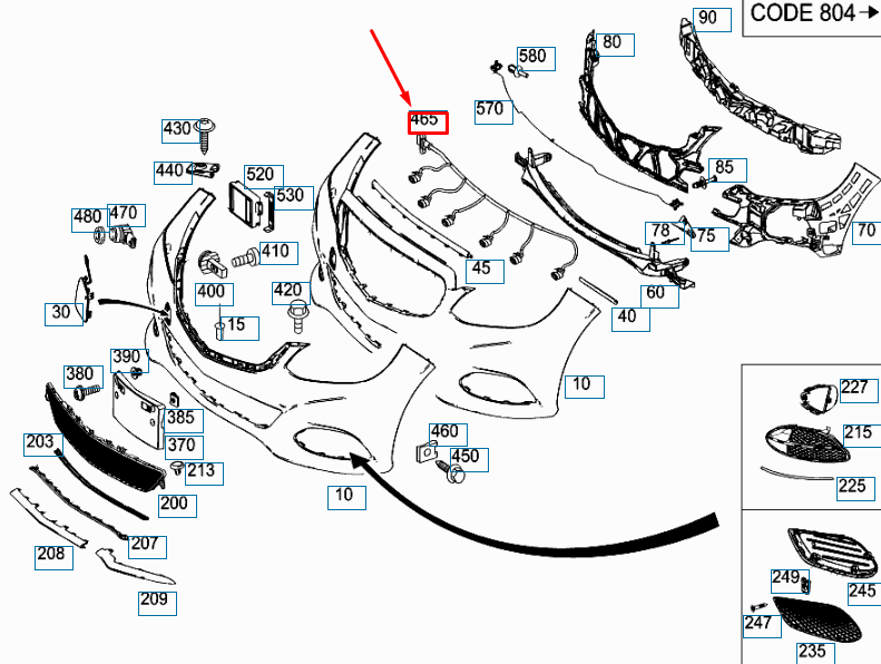 NEW MERCEDES-BENZ E W212 FRONT BUMPER WIRING HARNESS A2125407113 ORIGINAL