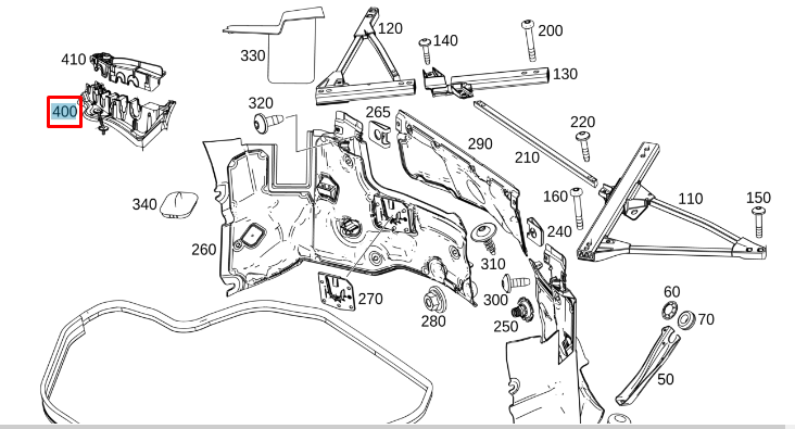 NEW MB S C217 FRONT RIGHT HOOD RELEASE CABLE BRACKET A2225460643 ORIGINAL