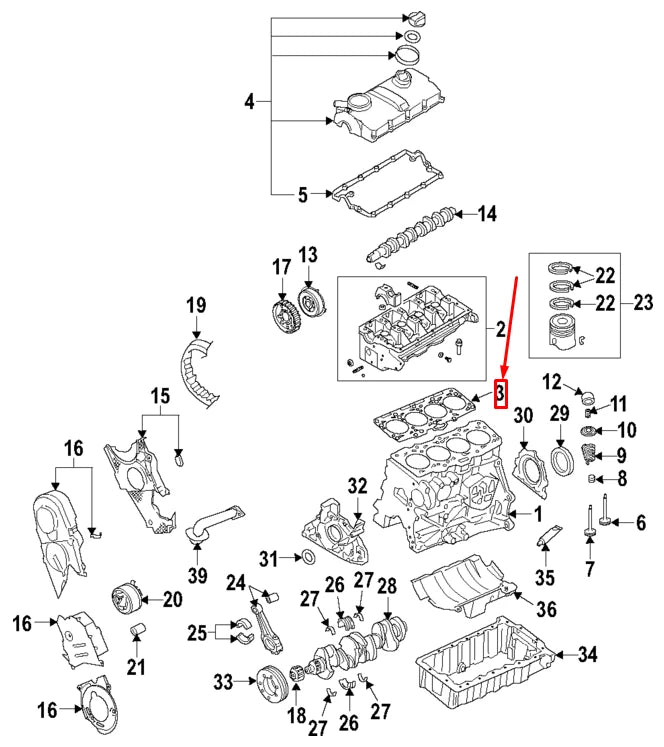 NEW AUDI A4 AVANT B8 ENGINE CYLINDER HEAD GASKET 03L103383AQ ORIGINAL