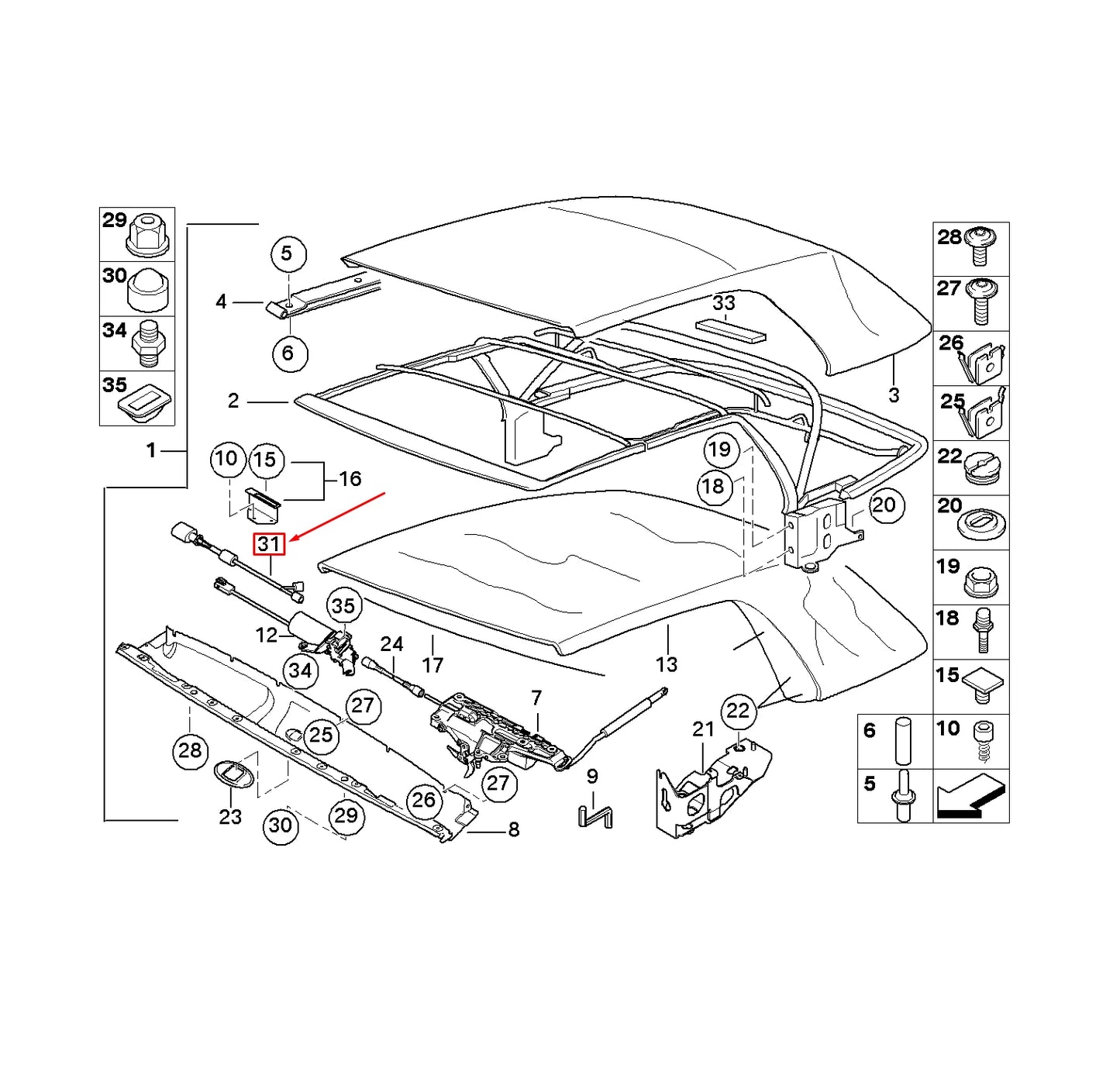 NEW BMW 3 E46 CONVERTIBLE TOP MICROSWITCH 54348263825 ORIGINAL