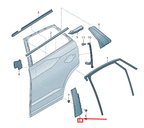 NEW AUDI Q2 GA REAR LEFT DOOR B-PILLAR TRIM 81A839901B5FQ