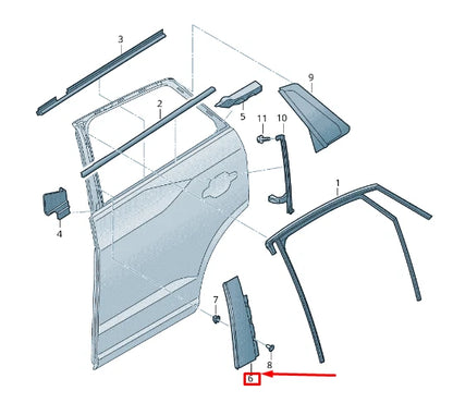 NEW AUDI Q2 GA REAR LEFT DOOR B-PILLAR TRIM 81A839901B5FQ