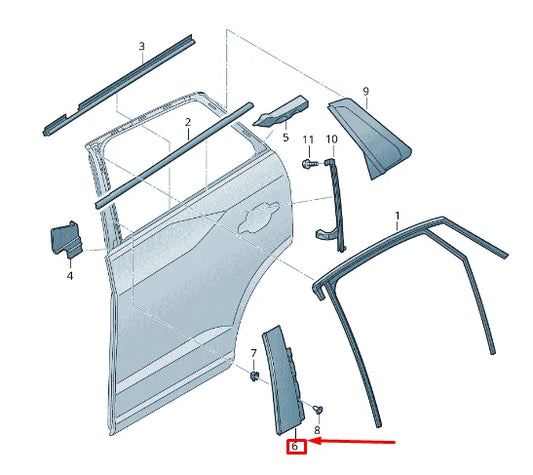 NEW AUDI Q2 GA REAR LEFT DOOR B-PILLAR TRIM 81A839901B5FQ