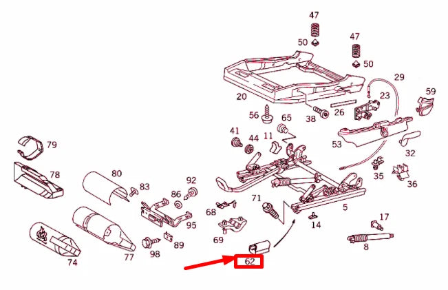 NEW MERCEDES-BENZ SLK R170 FRONT SEAT REAR RIGHT COVER A2029190420 ORIGINAL