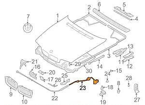 NEW BMW 7 E38 ENGINE HOOD RELEASE CABLE LHD 51238150080 ORIGINAL