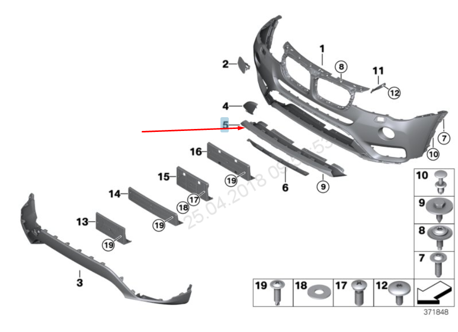 new bmw x3 f25 front bumper lower trim 51117413496 7413496 2016 original