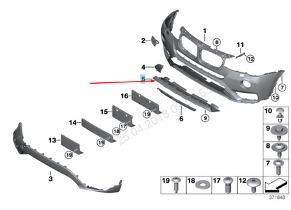 new bmw x3 f25 front bumper lower trim 51117413496 7413496 2016 original