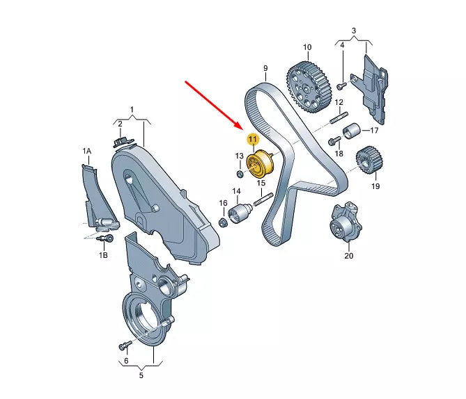 NEW VW TIGUAN ALLSPACE AD TIMING BELT TENSIONING ROLLER 04L109243S