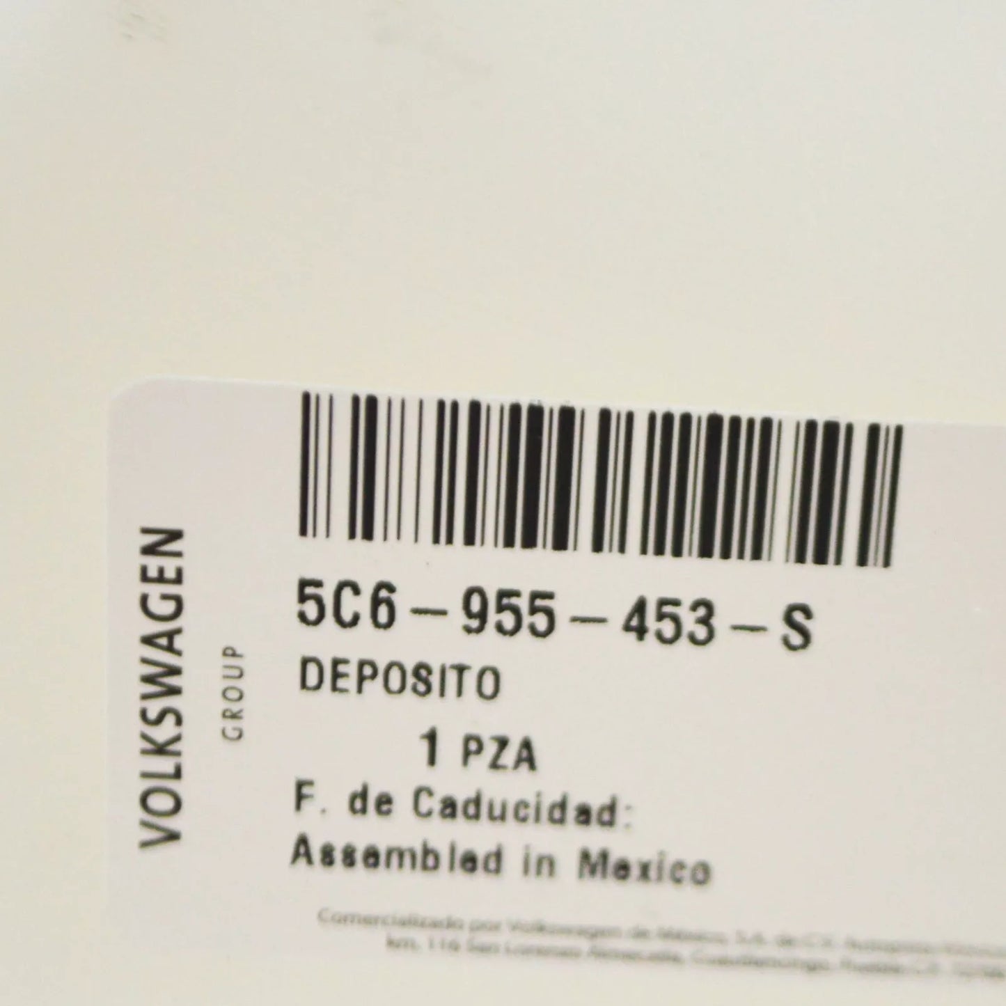 NEW VOLKSWAGEN BEETLE A5 WINDSCREEN WASHER RESERVOIR TANK 5C6955453S ORIGINAL