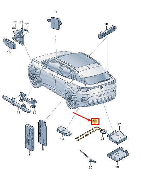 new vw id.4 e21 rear tailgate opening sensor line 11a962253 original