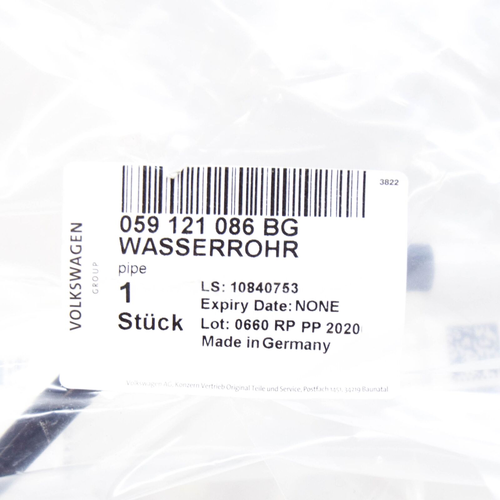 NEW AUDI Q7 4M COOLANT PIPE HOSE CENTER 059121086BG ORIGINAL