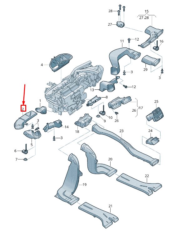 new audi a5 sportback f5 heater air duct rhd 8w2819656 original