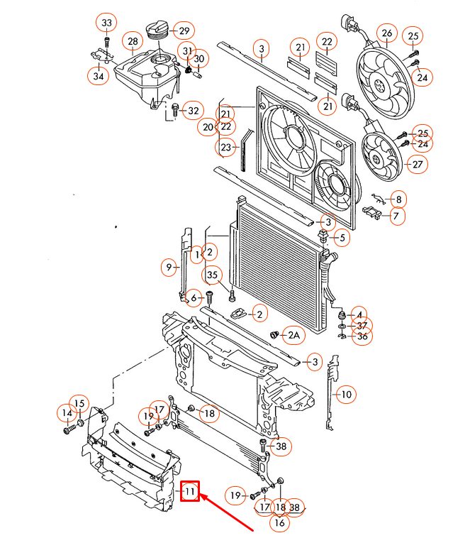 NEW VOLKSWAGEN TOUAREG 7L AIR GUIDE 7L6121333G ORIGINAL