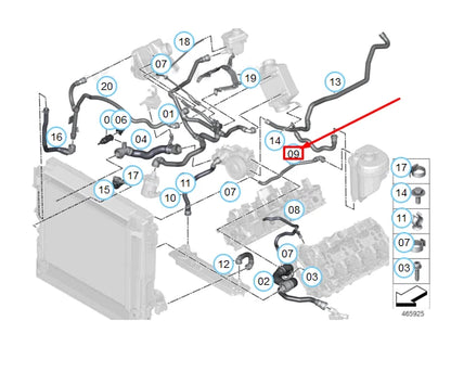 NEW BMW X5 F15 ENGINE EXPANSION TANK HOSE 17128627119 8627119 ORIGINAL