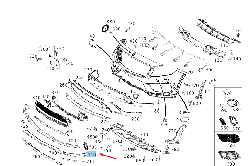 new mercedes-benz gla x156 front bumper right trim a1568850401 original