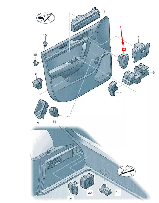 NEW VW TOUAREG 7P MK2 RIGHT CENTRAL LOCKING SAFETY SWITCH 7P6962126B