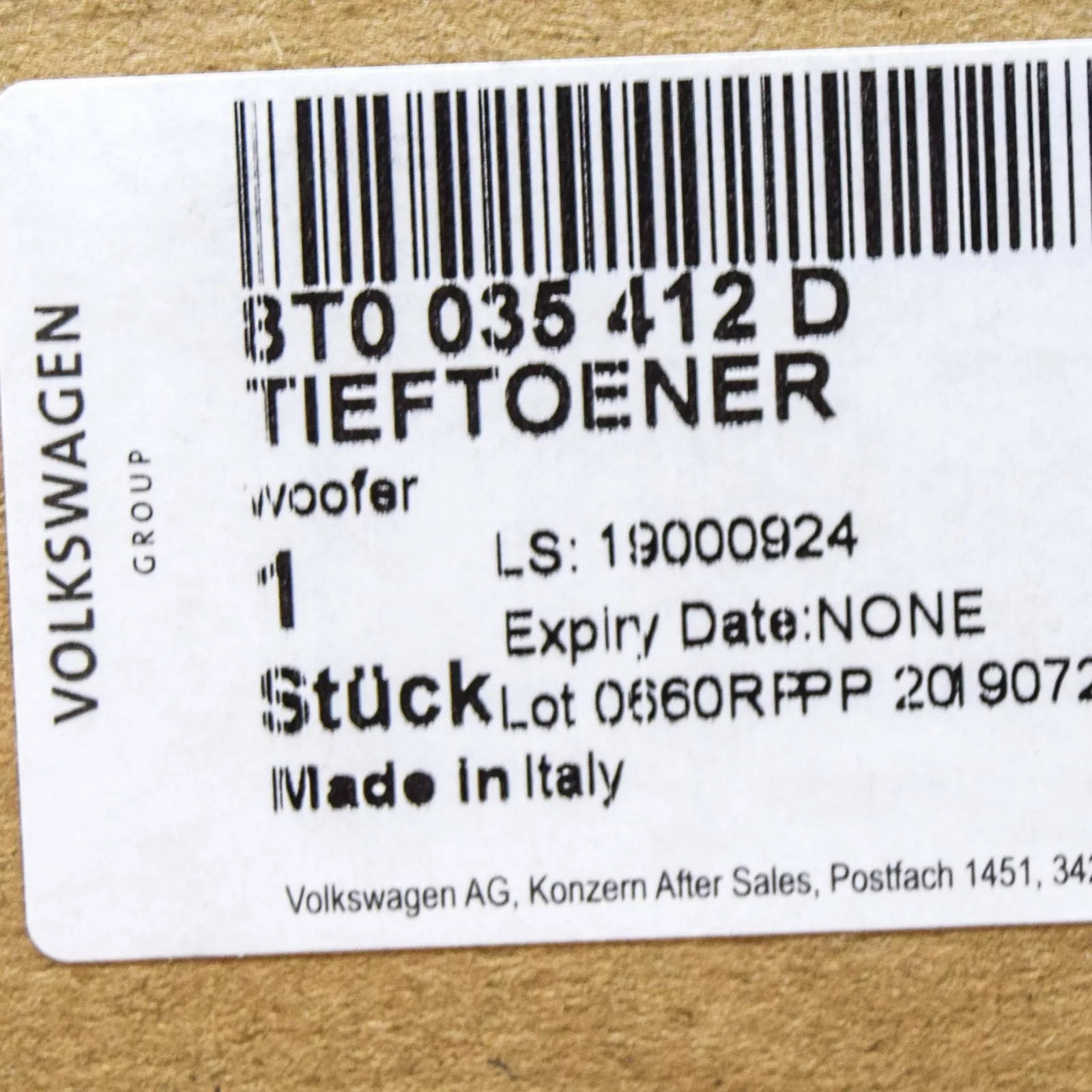 NEW AUDI A4 B8 REAR PANEL SHELF BASS LOUDSPEAKER 8T0035412D ORIGINAL