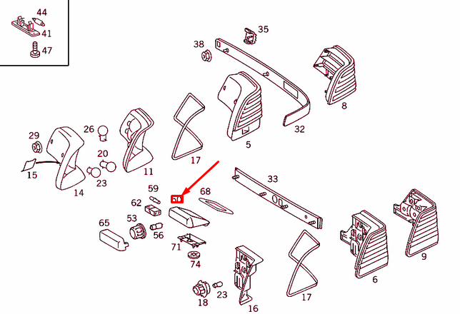 NEW MERCEDES-BENZ S W140 ADDITIONAL STOP LIGHT A14082018567101 ORIGINAL