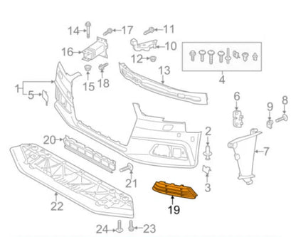 NEW AUDI A4 B9 FRONT BUMPER RIGHT GRILLE 8W0807682RRU6 2017