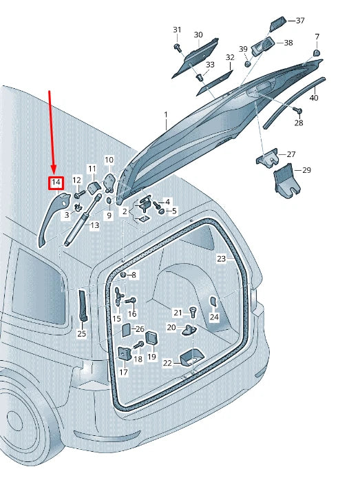 NEW VW SHARAN 7N REAR LEFT  GAS FILLED STRUT PROTECT STRIP 7N0827711A9B9
