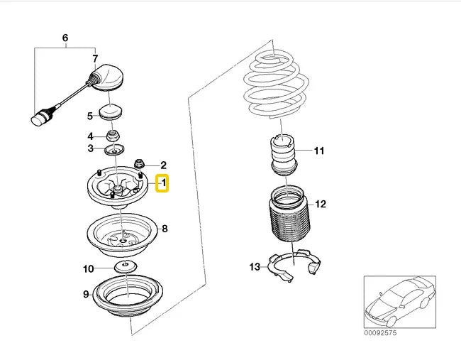 NEW BMW 7 E65 E66 FRONT UPPER RIGHT SHOCK ABSORBER MOUNT 31336779612 ORIGINAL