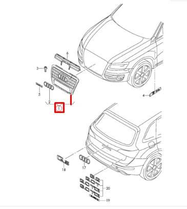 NEW AUDI Q5 8R R FRONT BUMPER RADIATOR GRILLE 8R0853651T94 ORIGINAL