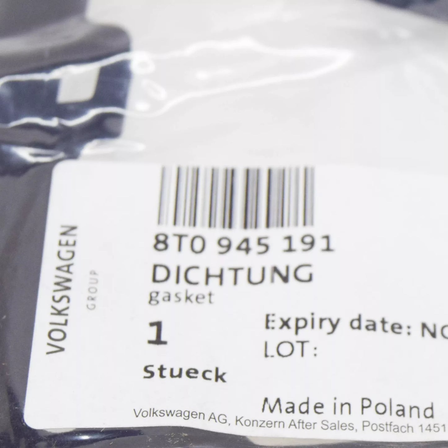 NEW AUDI A5 8T REAR LEFT TAIL LIGHT GASKET 8T0945191 ORIGINAL