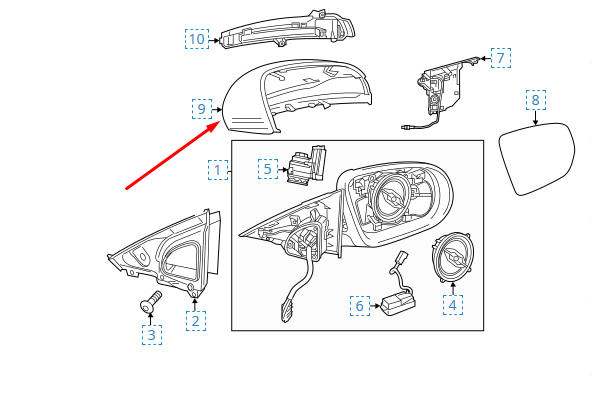 NEW MERCEDES-BENZ C-CLASS W205 RIGHT MIRROR COVER A09981150009775 LHD ORIGINAL