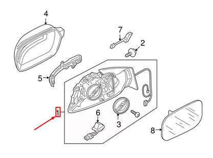 NEW AUDI Q5 8R FRONT LEFT DOOR MIRROR HOUSING 8R1857409L01C ORIGINAL