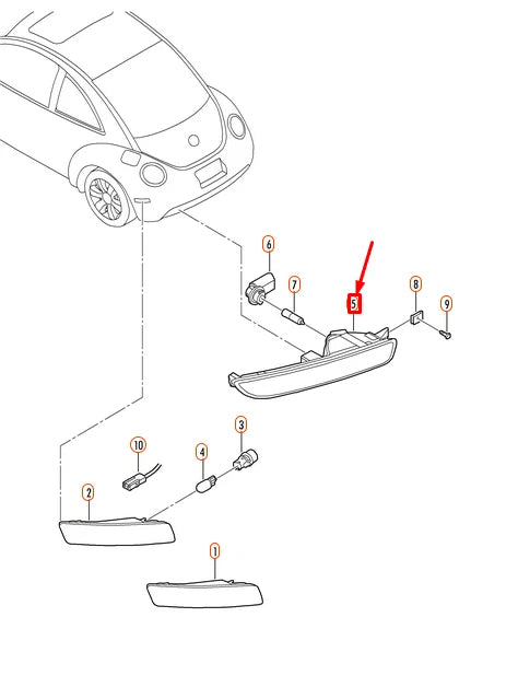 NEW VW BEETLE CONVERTIBLE 1C1 1Y7 9C1 REAR FOG LIGHT LEFT 1C0945701D