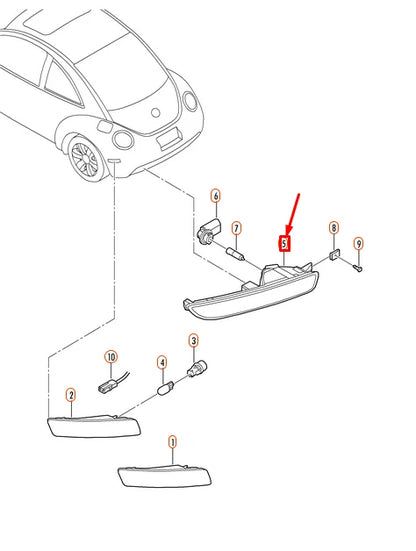 NEW VW BEETLE CONVERTIBLE 1C1 1Y7 9C1 REAR FOG LIGHT LEFT 1C0945701D