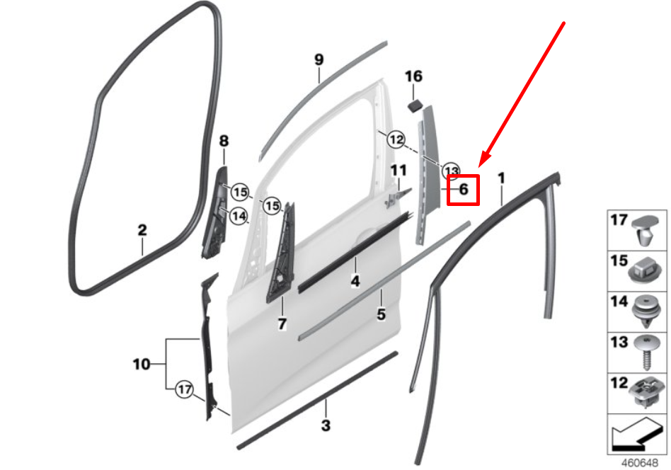new bmw 2 f45 front left door column-b cover 51337373921 7373921 original