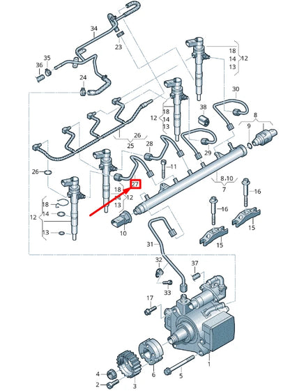 NEW VOLKSWAGEN CADDY 2K MK3 HIGH PRESSURE PIPE 03L130301AM