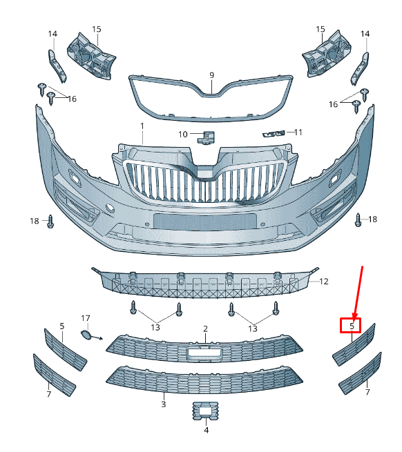 new skoda octavia 5e mk3 front left bumper fog lamp cover 5e0807682b9b9 original