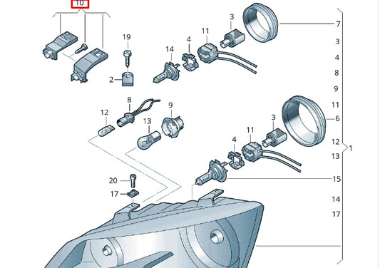 NEW VOLKSWAGEN AMEO LEFT HEADLIGHT BRACKET MOUNT 6C0998225 ORIGINAL