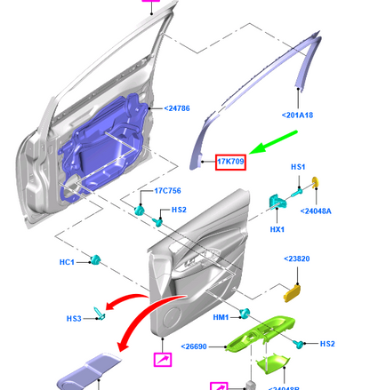 new ford grand c-max mk2 front right door window frame trim 1705154 original