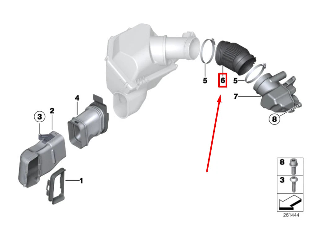 NEW BMW 5 F10 AIR DUCT RUBBER BOOT 13717843278 7843278 ORIGINAL