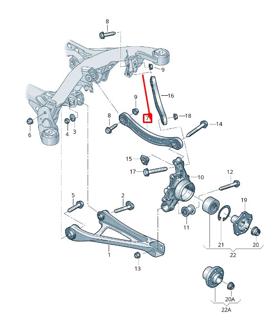 NEW VW TOUAREG 7P REAR UPPER WISHBONE ARM 7L0505323A ORIGINAL