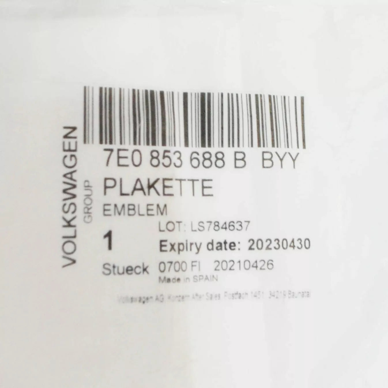 NEW VW TRANSPORTER T6 SELF-ADHESIVE BADGE 'PANAMERICANA' 7E0853688BBYY ORIGINAL