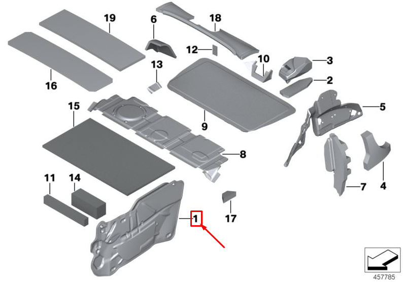 new mini paceman r61 front right door sound insulation 41009810880 original