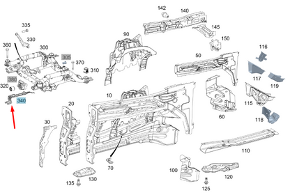 NEW MB GLE W167 FRONT LEFT SUB FRAME REINFORCEMENT BRACKET A1673318000 ORIGINAL