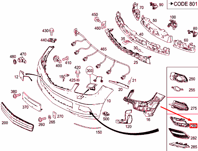 NEW MERCEDES-BENZ C W204 FRONT BUMPER LEFT GRILLE BRACKET A2048852814 ORIGINAL
