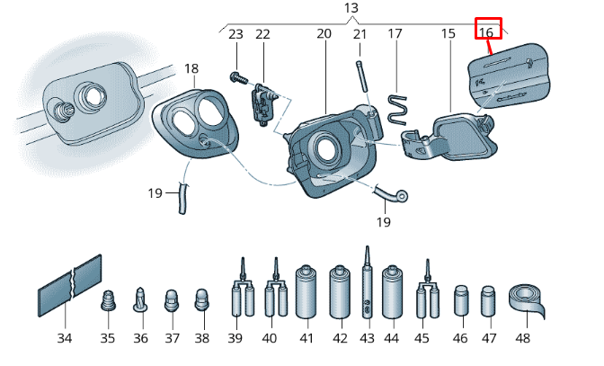 new volkswagen touran 5t fuel tank flap cover cap 5ta809909gru original