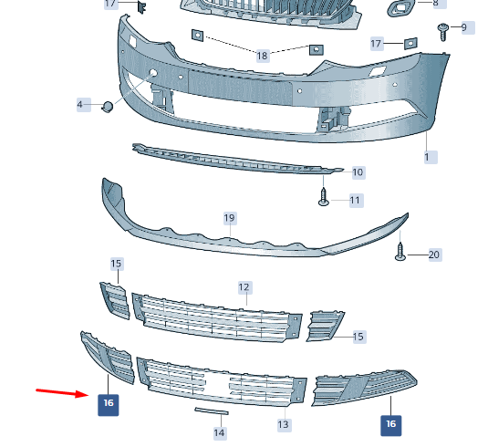 new skoda fabia mk3 front right grille bumper trim cap 6v08073689b9 original