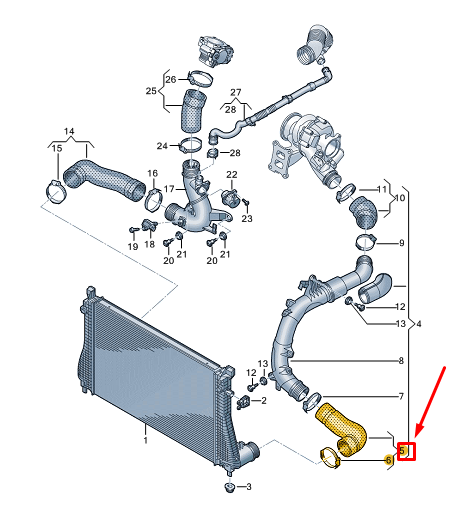 new vw golf cd mk8 engine charge air hose 5wa145832 original