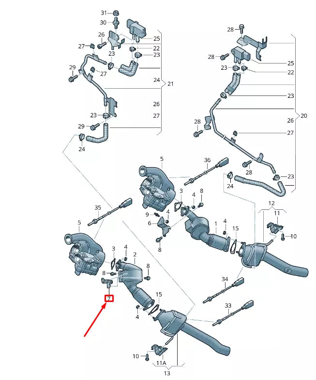 NEW VW TOUAREG 7P MK2 EXHAUST PIPE PRE-CATALYST RIGHT SUPPORT 7L8253047C