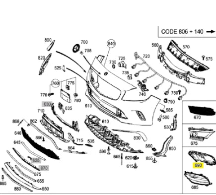 NEW MB A W176 AMG FRONT AIR DUCT GRILL RIGHT HOLDER A1768855500