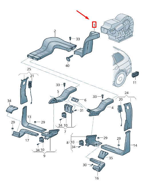 new vw touareg 7p mk2 air guide channel 7p0820681 original